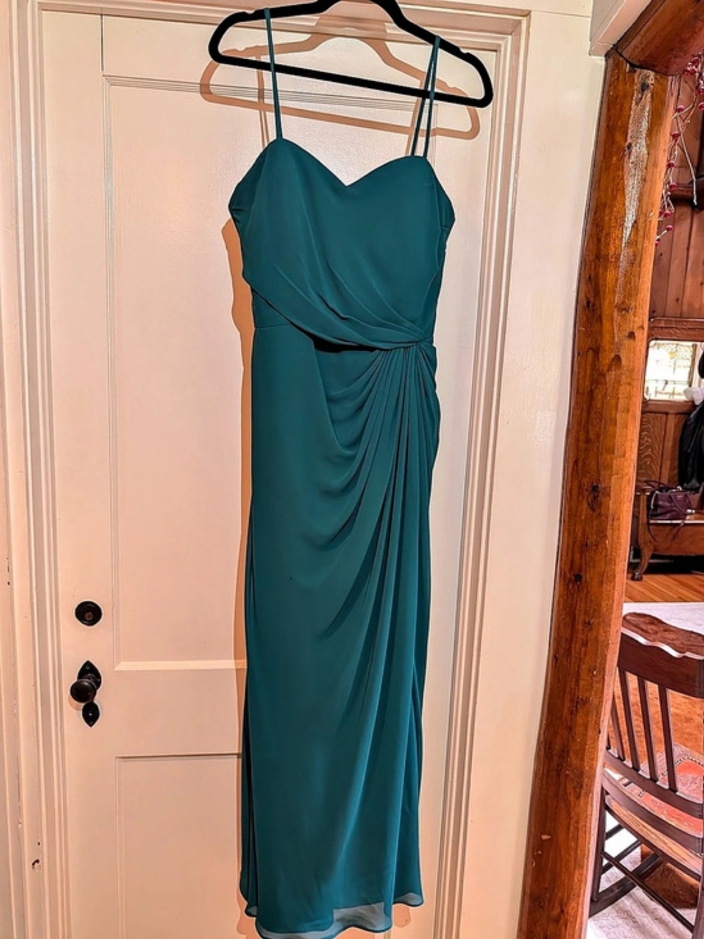 Draped Maxi Dress in Green/Blue Like New